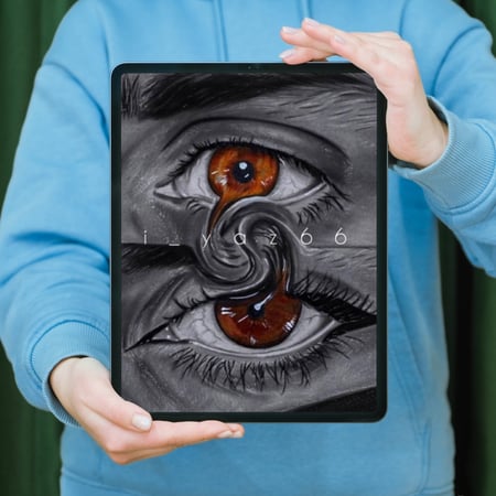 دمج عينين بالرصاص والفحم