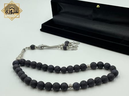 سبحة حجر كريم (اللافا البركاني) | بعود الكعبة | 33 خرزة