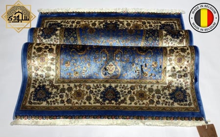 سجادة حرير بلجيكية منتهى الفخامة كبيرة  - نيلي