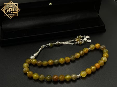 سبحه عقيق 33 خرزة حجم الخرزة 10.4 ملم