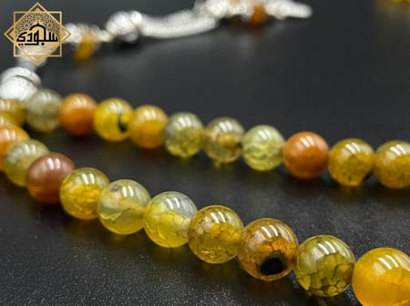 تفاصيل خرز سبحة عقيق دائري من حجر العقيق