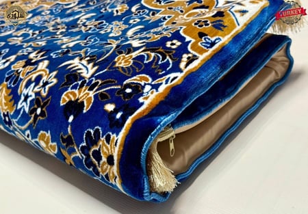 سجادة صلاة حريرية تركية أصلية بتصميم مستوحى من الروضة الشريفة