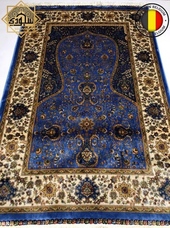 سجادة حرير بلجيكية منتهى الفخامة كبيرة  - نيلي
