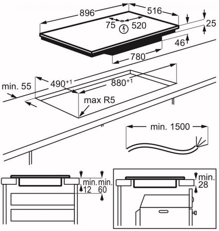 سطح AEG 90 كهرباء, اندكشن IKE95474XB