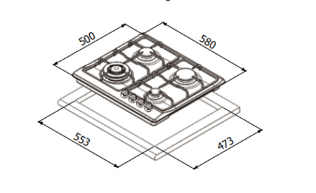 سطح غاز 60 سم 3عين غاز +1كهرباء JV4015