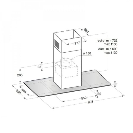 شفاط جزيرة اريستون 90سم زجاج AIF9.7FLBX
