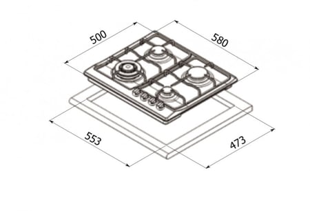 سطح غاز 60 سم 3 عين غاز و واحد كهرباء كتشن لاين J4015