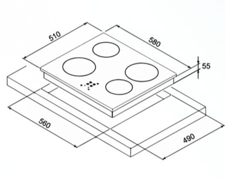 سطح بيلا سيراميك 4 عين كهرباء B60VR4TE