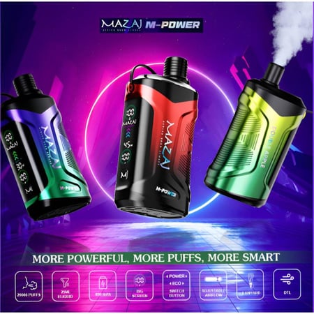 شيشة مزاج ام باور 6 نيكوتين 20000 موش بنكهات متنوعة Mazaj M POWER