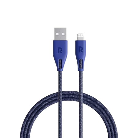 كيبل راف باور يو اس بي ال لايتينق 120سم قماش أزرق