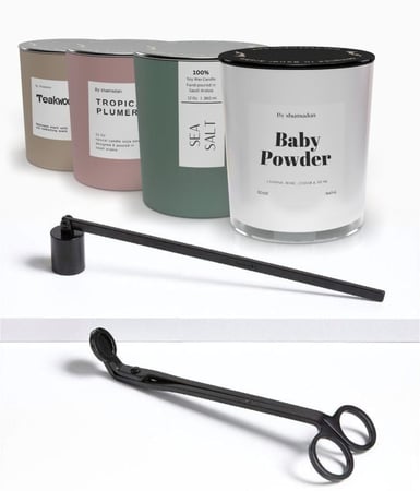 بكج 4 شموع + أدوات العناية بالشموع