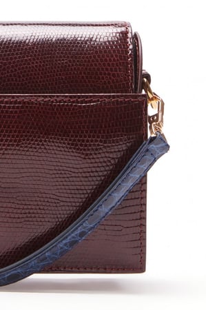 DIRWAZAH - MAROON LIZARD/ NAVY CROCODILE STRAP WITH GOLD HARDWARE