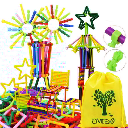 لعبة بناء ايميدو 480 قطعة بأشكال مختلفة متشابكة من البلاستيك