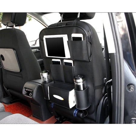 منظم مع طاولة للمقعد الخلفي - جلد أسود