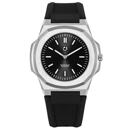 ساعة نون - مونتري فضي خلفية سوداء