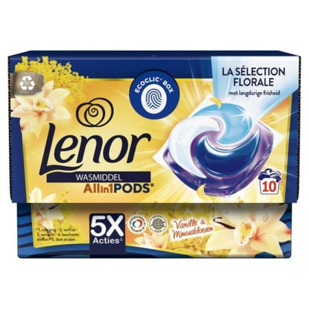لينور بودز الكل في واحد لغسيل الملابس 10 كبسولات بالعبوة برائحة الفانيليا  4 عبوات بالكرتون