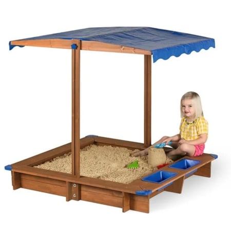 حوض الرمل الخشبية مزود بمظلة