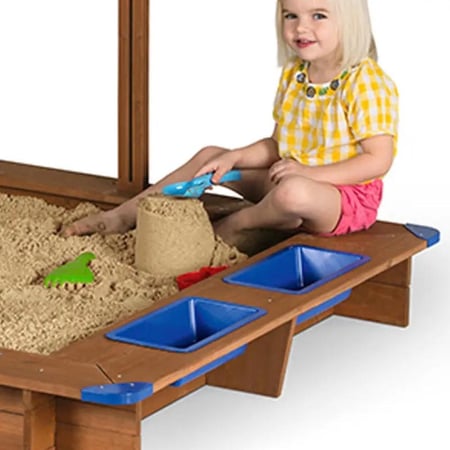 حوض الرمل الخشبية مزود بمظلة