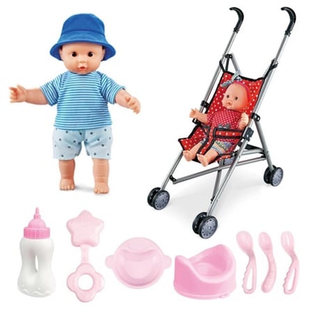 دمية اطفال مع عربة