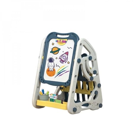 2 في 1 رف كتب مع سبورة للاطفال (وردي)