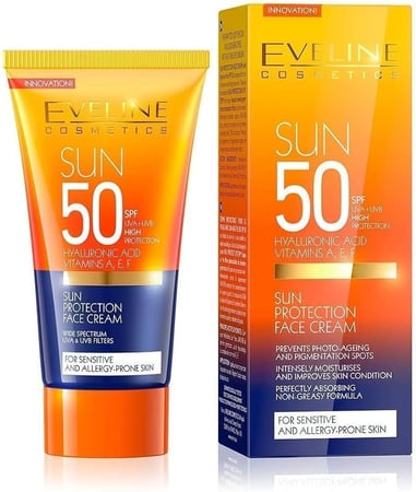 واقي شمس Eveline SPF 50 للوجه – حماية عالية للبشرة 30 مل