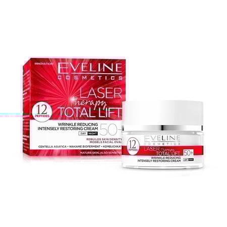 Eveline Laser Therapy Total Lift 50+ كريم النهار والليل لمكافحة التجاعيد وشد البشرة 50 مل