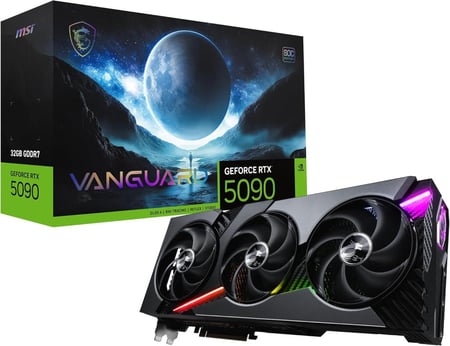 MSI بطاقة رسومات للالعاب MSI RTX 5090 32G فانجارد SOC (32GB GDDR7، 512 بت، اداء فائق: 2527 MHz، منفذ عرض x3 2.1a، HDMI 2.1b، انفيديا بلاكويل)