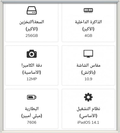 ايباد اير 4 (موديل 2020 ) 256 جيجا واي فاي
