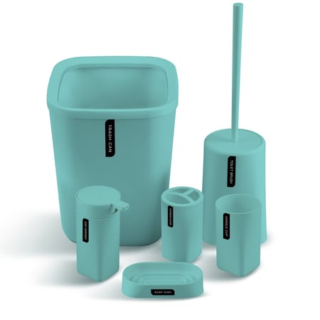 طقم اكسسوارات حمام من 6 قطع-أزرق