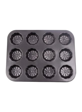 قالب كيك أسود غير لاصق للخبز، سعة 12 كاب كيك