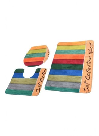 دعاسات حمام 3 قطع مانعه للانزلاق سهلة التنظيف متعددة الألوان