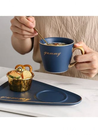 كوب قهوة سيراميك لتقديم رأقي بألوان مميزة 3 قطع