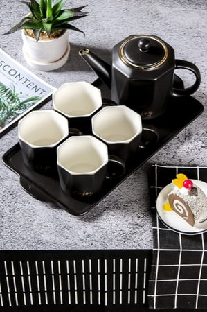 طقم شاي سيراميك مكون من 6 قطع