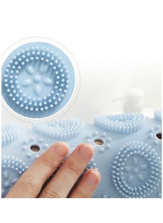 سجادة استحمام لتدليك القدمين مضادة للانزلاق دائرية / ازرق