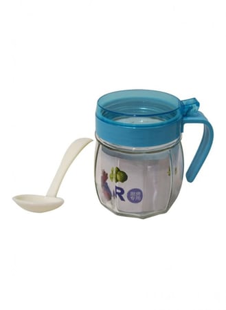 حافظات توابل زجاجية شفافة مع ملعقة مثقوبة