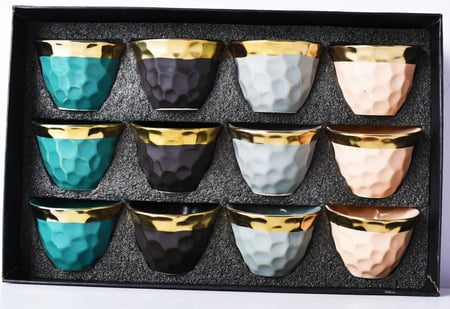 فناجين قهوة سيراميك ملون 12 قطعة