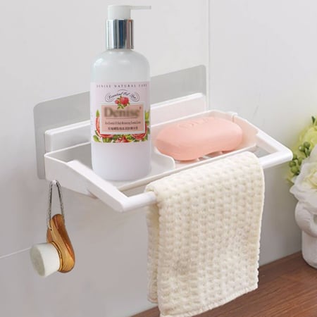 رف ذاتي اللصق مع حامل مناديل للحمام