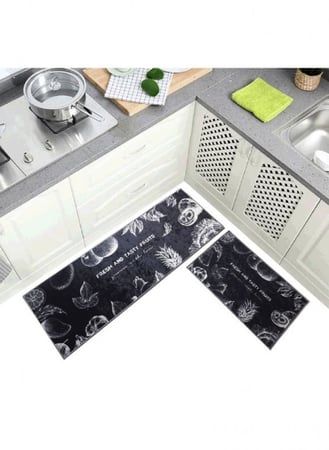 دعاسات للمطبخ مانعه للانزلاق أسود / أبيض من قطعتين