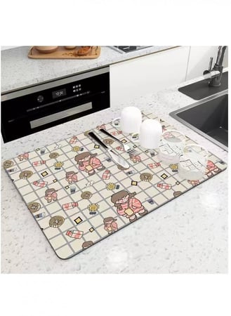 بساط تجفيف الأطباق سريع الامتصاص وناعم وغير قابل للانزلاق لأسطح المطبخ