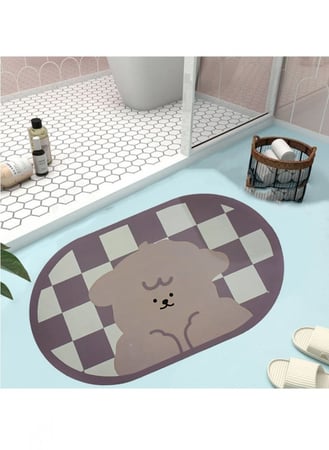 سجادة حمام Hihomey سجادة حمام سريعة الجفاف غير قابلة للانزلاق، 80*50 سم - بني