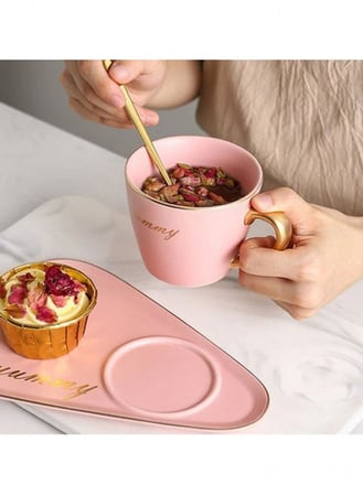 كوب قهوة سيراميك لتقديم رأقي بألوان مميزة 3 قطع