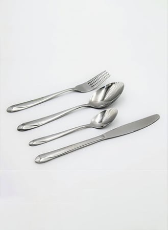 طقم أدوات مائدة من الإستانلس ستيل مكون من 24 قطعة فضي