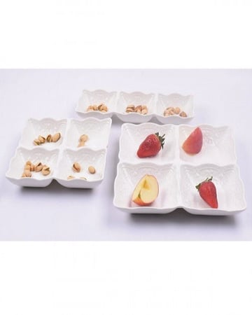 أطباق سيراميك مقسمة لتقديم الفاكهة والمكسرات 3 قطع