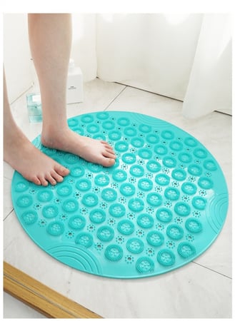 سجادة استحمام لتدليك القدمين مضادة للانزلاق دائرية / ازرق