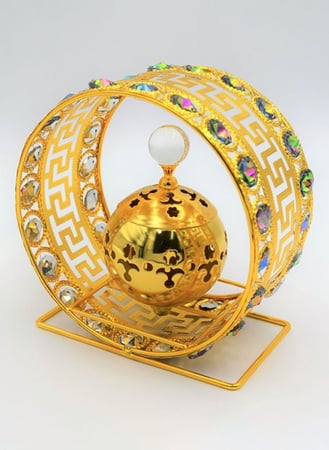 مبخرة معدنية ذهبية وفضية بإطار دائري جميل في السعودية