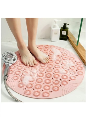 سجادة استحمام لتدليك القدمين مضادة للانزلاق دائرية / رمادي
