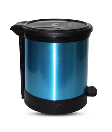 سلة المهملات المزودة بدواسة للقدم - لون أزرق / أسود، سعة 9 لتر