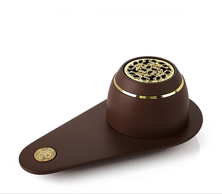 مبخرة سليكون أنيقة محمولة تعمل بالفحم مع نقوش ذهبية