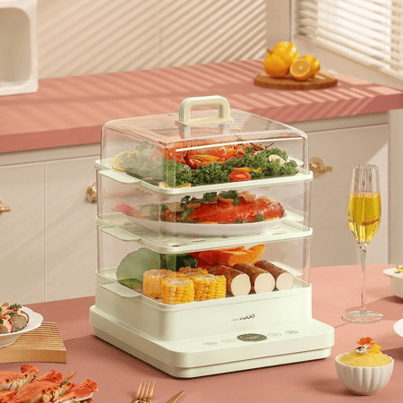 جهاز طهي بالبخار 3 ادوار من لينرود جهاز طبخ بالبخار يجعل حياتك اسهل لطعام صحي 100% بدون زيت