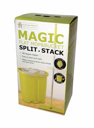 ممسحة مسطحة من المايكروفايبر مع دلو لون زهري